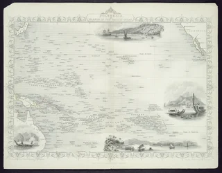 Polinesia o Islas en el Océano Pacífico, de una serie de mapas mundiales por John Tallis y Co., Nueva York y Londres, 1850s